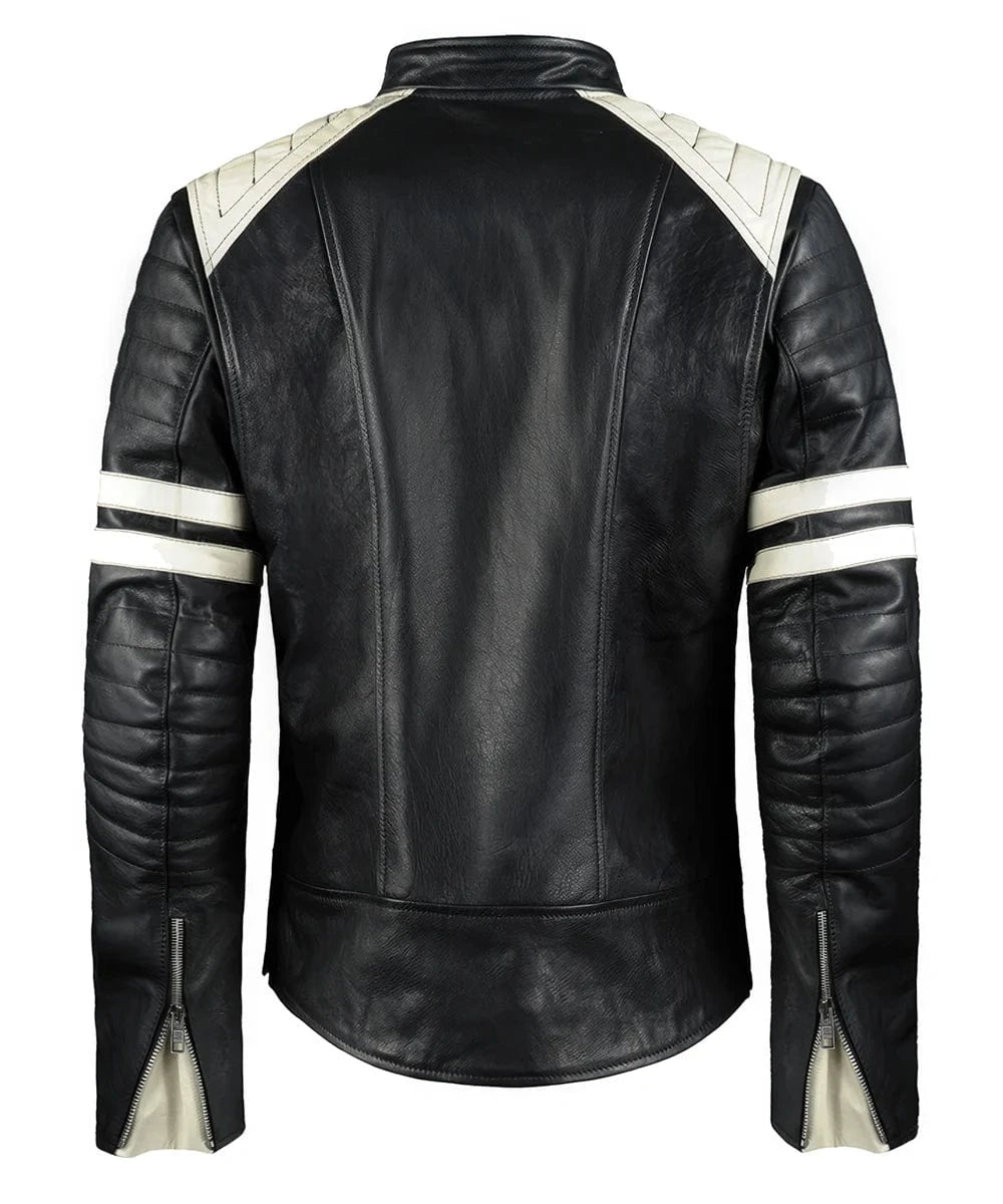 Back view of Soul Revolver CE-Certified Motorcycle Leather Jacket mens