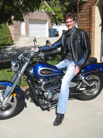 Crusader black blue leather jacket