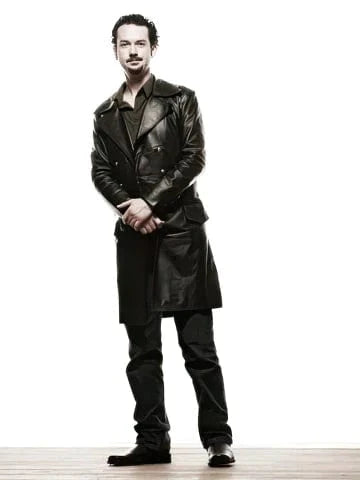 Mens butcher black leather coat