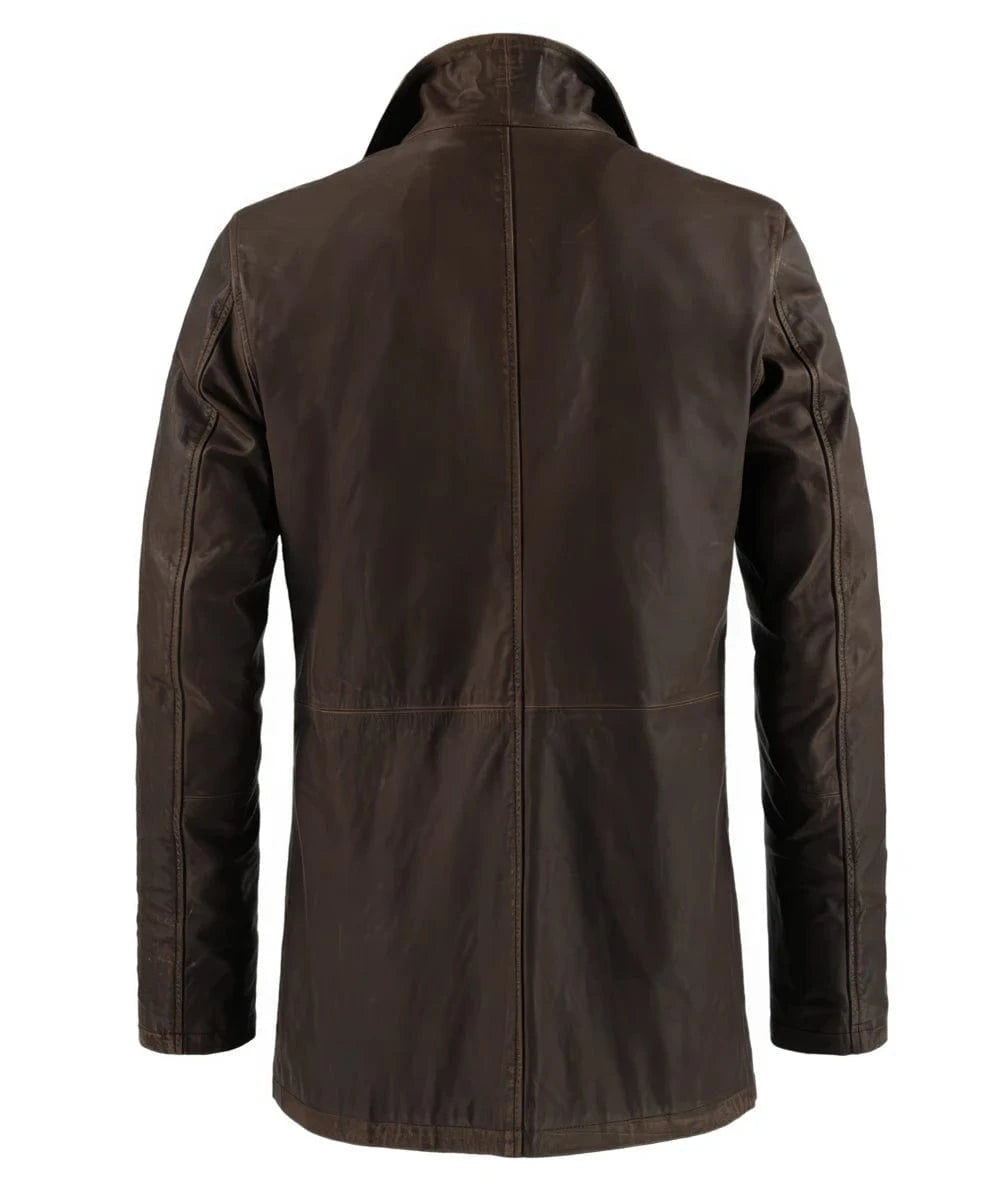 Back view of Dean Winchester Supernatural replica brown calf leather jacket with vintage styling