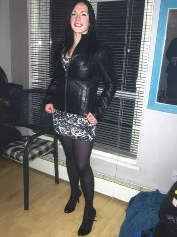 Womens black leather jacket