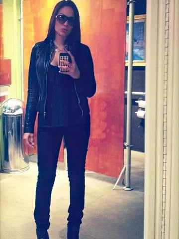 Womens utopia black leather jacket.